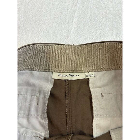 Studio Works women’s Brown cropped capri dress pants high waters size 10 - Picture 6 of 7